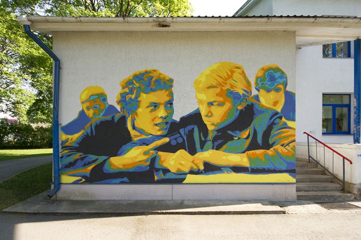 Painting on the wall of the Social centre in Rakvere
